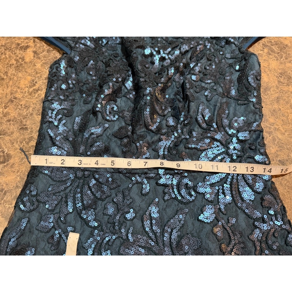 Tadashi Shoji Teal Sequin Lace Ruffle Cocktail Evening Glam Dress 6 NEW Mermaid - Picture 9 of 13